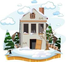 Abandon countryside house in winter isolated vector