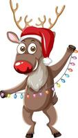 Christmas Reindeer with Lights Bulb Window Cling vector