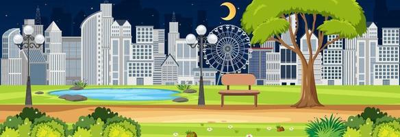 City park at night time horizontal scene vector