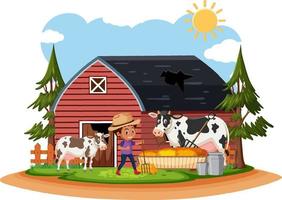 Farmer at the rural old farm house vector