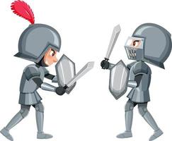 Two knight are fighting on white background vector