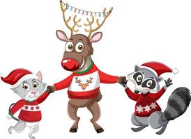 Christmas Reindeer with animal friends vector