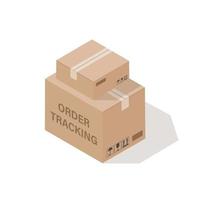 Order tracking concept. 3d box isolated. Isometric vector illustration