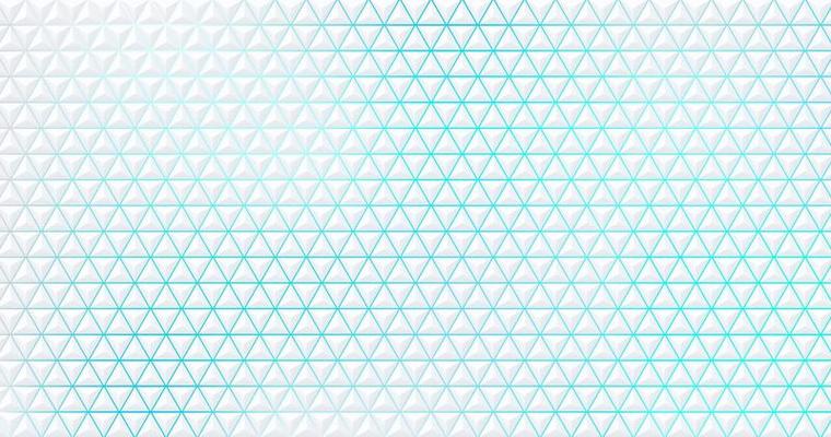 Abstract white, gray geometric triangle 3D pattern on blue blurred background.