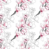 Seamless pattern pink Orchid flowers backgground. vector