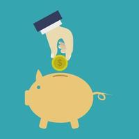 Save money in piggy bank on background vector