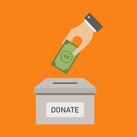 Donate money on background vector