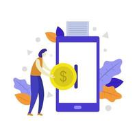 Online payment on white background vector