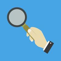 Magnifying glass in hand on background vector