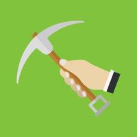 Pickaxe in hand on background vector