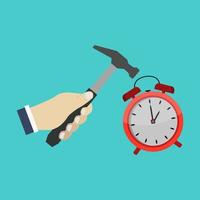 Breaking alarm clock ringing on background vector