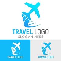 Travel logo design template isolated on white background. Plane in motion logo concept design template for business, web site or mobile app, UI, UX and more. With swoosh wind logo design template