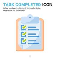 Task are completed icon design flat style isolated on white background. Vector icon document, file, exam, article sign symbol concept for presentation , mobile app, website, ui, ux and all projects