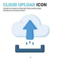 Cloud upload icon vector with flat color style isolated on white background. Vector illustration uploading sign symbol icon concept for digital IT, logo, industry, technology, apps, web and project