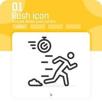 rush icon with outline style isolated on white background. Vector illustration people running sign symbol icon concept for web design, ui, ux, website, logo, fast, sports, apps and all project