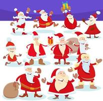 cartoon Santa Claus characters on Christmas holiday time vector