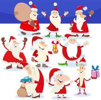 Santa Claus characters on Christmas time cartoon illustration vector