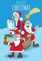 design or card with cartoon Santa Claus on Christmas time vector