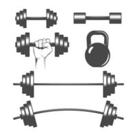 Dumbbells, barbells illustrations set vector