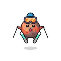 mars mascot character as a ski player vector