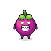 evil expression of the mangosteen cute mascot character vector