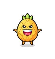 the illustration of cute pineapple doing scare gesture vector