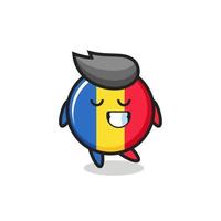 romania flag badge cartoon illustration with a shy expression vector