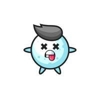cute snowball character with dead pose vector