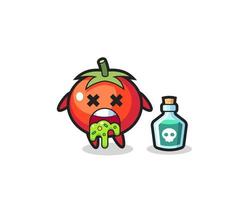 Ilustración de un personaje de tomates que vomita debido a una intoxicación vector