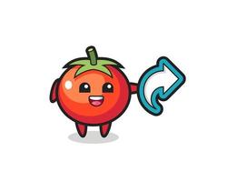 Los tomates lindos tienen el símbolo de compartir en las redes sociales vector