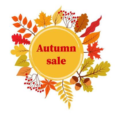 Autumn sale vector banner with foliage.
