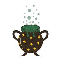 Boiling cauldron of potion for Halloween. vector