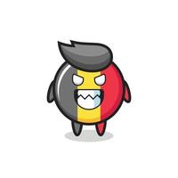 evil expression of the belgium flag badge cute mascot character vector