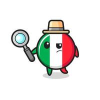 Italia bandera detective personaje está analizando un caso vector
