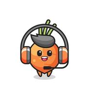 mascota de dibujos animados de zanahoria como servicio al cliente vector