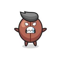 wrathful expression of the coffee bean mascot character vector