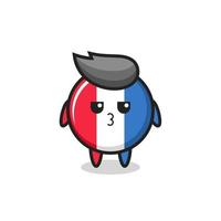 the bored expression of cute france flag badge characters vector