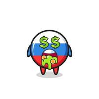 russia flag badge character with an expression of crazy about money vector