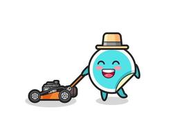 illustration of the sticker character using lawn mower vector