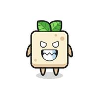 evil expression of the tofu cute mascot character vector