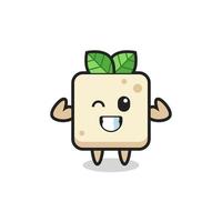 the muscular tofu character is posing showing his muscles vector