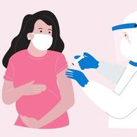la mujer embarazada recibe la vacuna covid-19 vector
