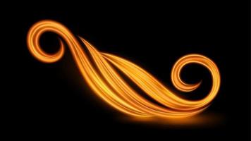 Abstract Gold Wavy Line of light with a Black Background, isolated and easy to edit. Vector Illustration