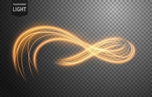 Abstract gold wavy line of light with a transparent background, isolated and easy to edit. Vector Illustration