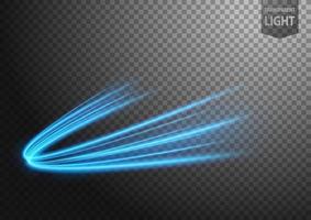 Abstract blue wavy line of light with a transparent background, isolated and easy to edit. Vector Illustration