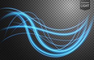 Abstract blue wavy line of light with a transparent background, isolated and easy to edit. Vector Illustration