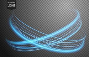 Abstract blue wavy line of light with a transparent background, isolated and easy to edit. Vector Illustration