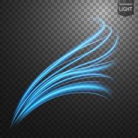 Abstract blue wavy line of light with a transparent background, isolated and easy to edit. Vector Illustration