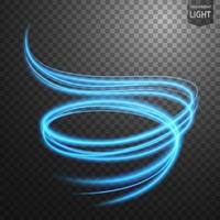 Abstract blue wavy line of light with a transparent background, isolated and easy to edit. Vector Illustration