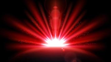 Red Rays with Lens Flare isolated on Black Background. Widescreen Resolution Vector Illustration